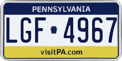 PA license plate LGF4967