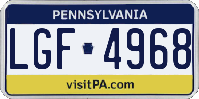 PA license plate LGF4968