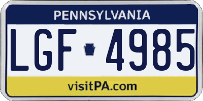 PA license plate LGF4985