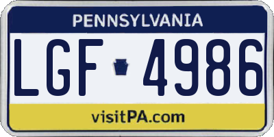 PA license plate LGF4986