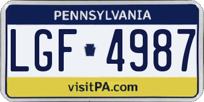 PA license plate LGF4987