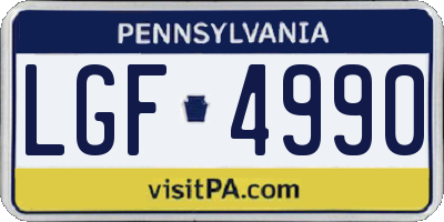 PA license plate LGF4990