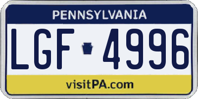 PA license plate LGF4996
