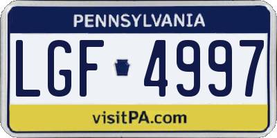PA license plate LGF4997