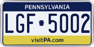 PA license plate LGF5002