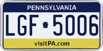 PA license plate LGF5006