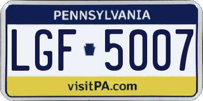 PA license plate LGF5007