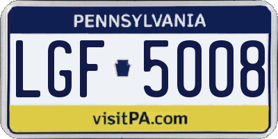 PA license plate LGF5008
