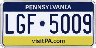 PA license plate LGF5009