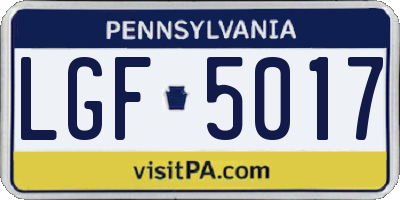 PA license plate LGF5017