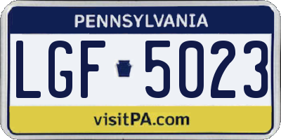 PA license plate LGF5023