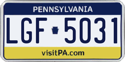 PA license plate LGF5031