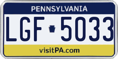 PA license plate LGF5033