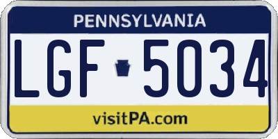 PA license plate LGF5034