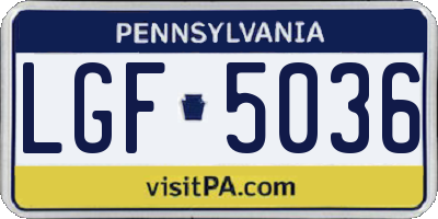 PA license plate LGF5036
