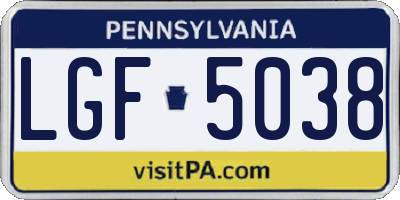 PA license plate LGF5038