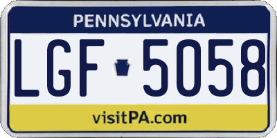 PA license plate LGF5058