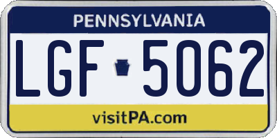 PA license plate LGF5062