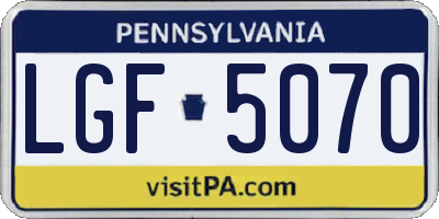 PA license plate LGF5070