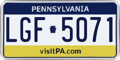 PA license plate LGF5071
