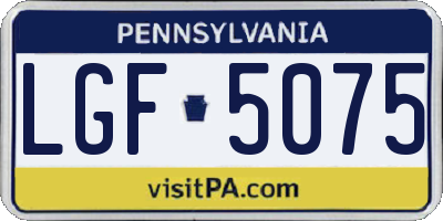 PA license plate LGF5075