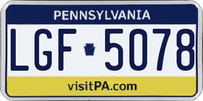 PA license plate LGF5078