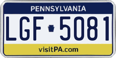 PA license plate LGF5081