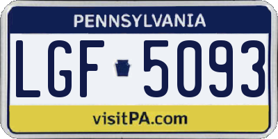 PA license plate LGF5093