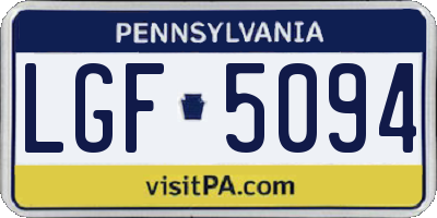 PA license plate LGF5094