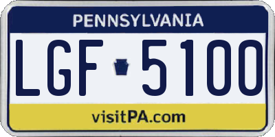PA license plate LGF5100