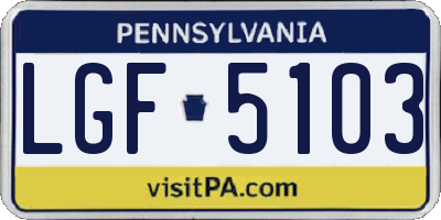 PA license plate LGF5103