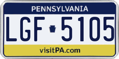 PA license plate LGF5105