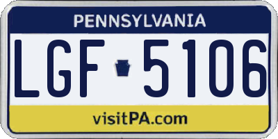 PA license plate LGF5106