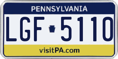 PA license plate LGF5110
