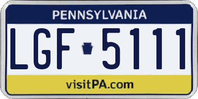 PA license plate LGF5111