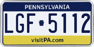 PA license plate LGF5112