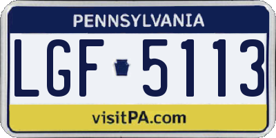 PA license plate LGF5113