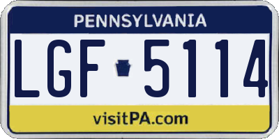 PA license plate LGF5114