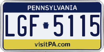 PA license plate LGF5115