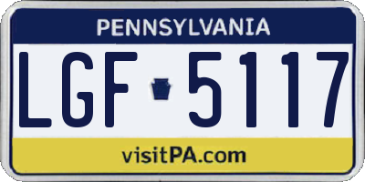 PA license plate LGF5117