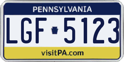 PA license plate LGF5123