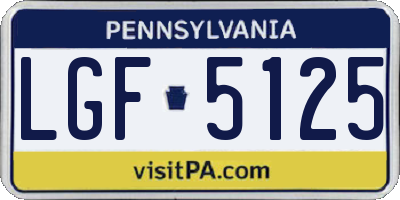 PA license plate LGF5125