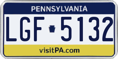 PA license plate LGF5132