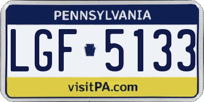 PA license plate LGF5133