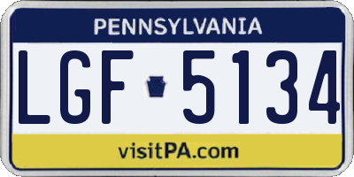 PA license plate LGF5134