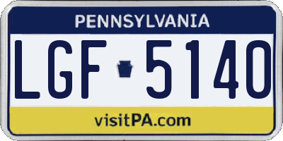 PA license plate LGF5140