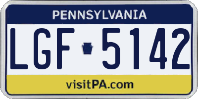 PA license plate LGF5142