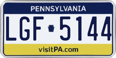 PA license plate LGF5144