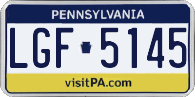 PA license plate LGF5145