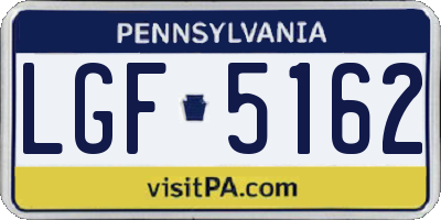 PA license plate LGF5162